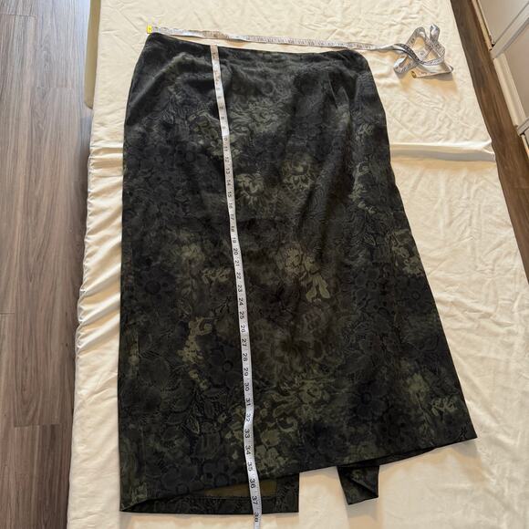 Vtg Y2K 2000s Green Dark Floral Maxi Skirt Plus Size 3X Whimsygoth Fairy Grunge - Picture 6 of 6